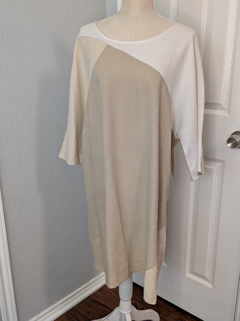 For Cynthia Linen Blend Midi Dress Lagenlook Minimalist Artsy Size Large
